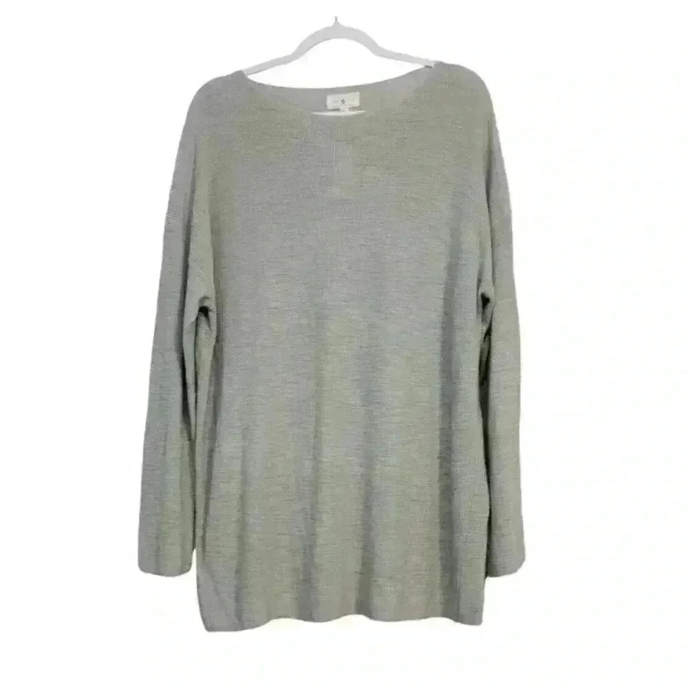 NWT Lou & Grey Sweater Size XXL Sage Green Knit Boat Neck Stretch Lagenlook